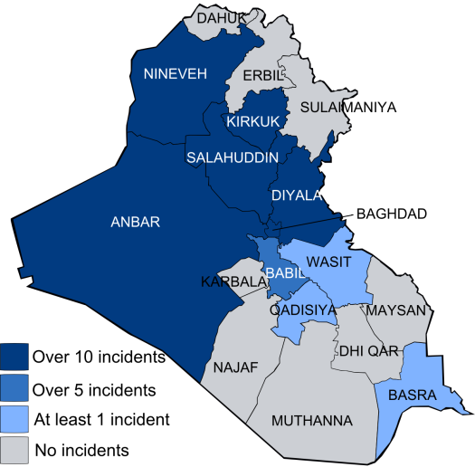 Le province irachene divise per pericolosità
